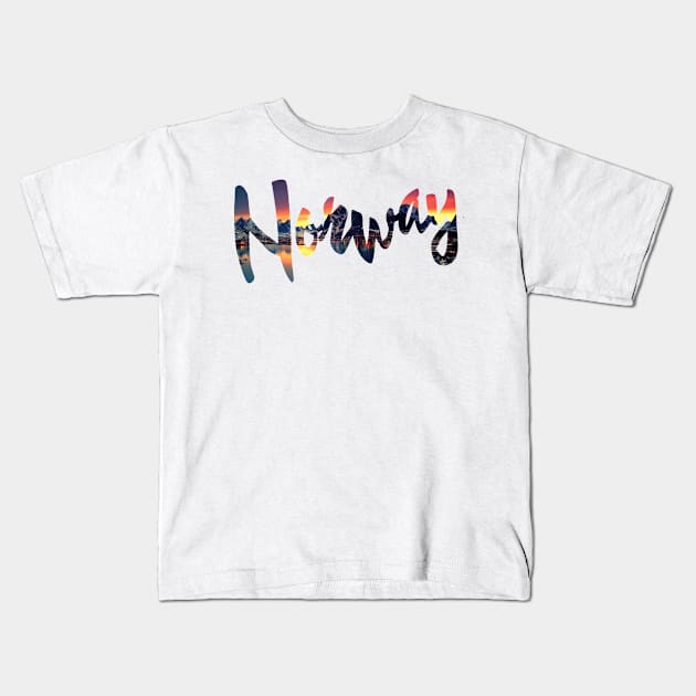 Norway Typography Kids T-Shirt by StylishTayla